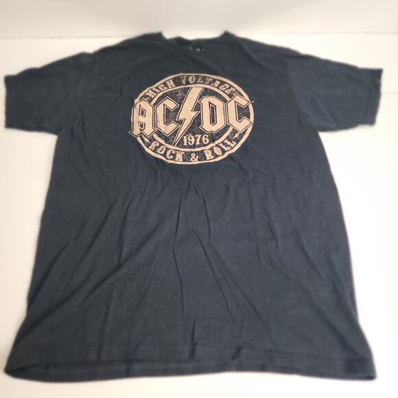 ACDC High Voltage Album Black Short Sleeve Band T-Shirt Men's Size L - Picture 1 of 4